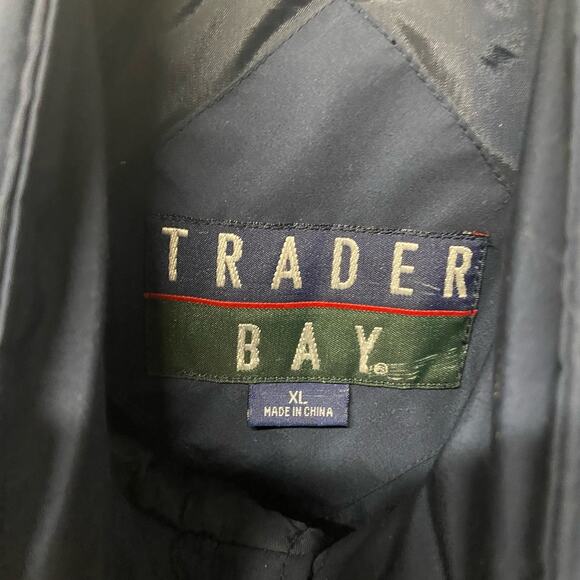 Trader Bay Vest XL Navy Blue Puffer Full Zip Snap 4 Pocket Vintage - Picture 4 of 9